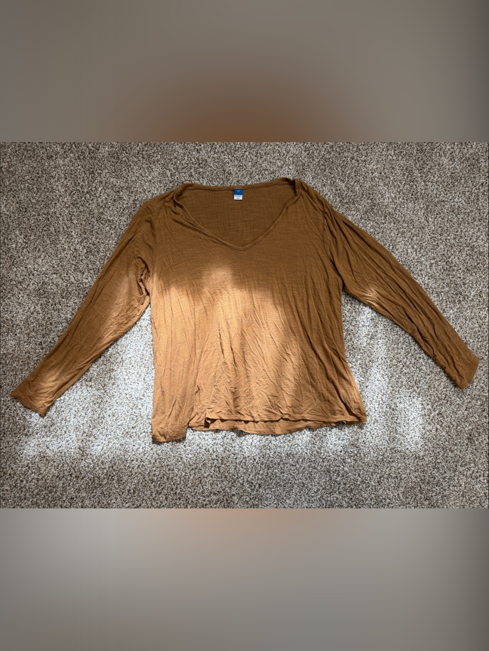 Old Navy Women's V‑Neck Long Sleeve Top in Camel